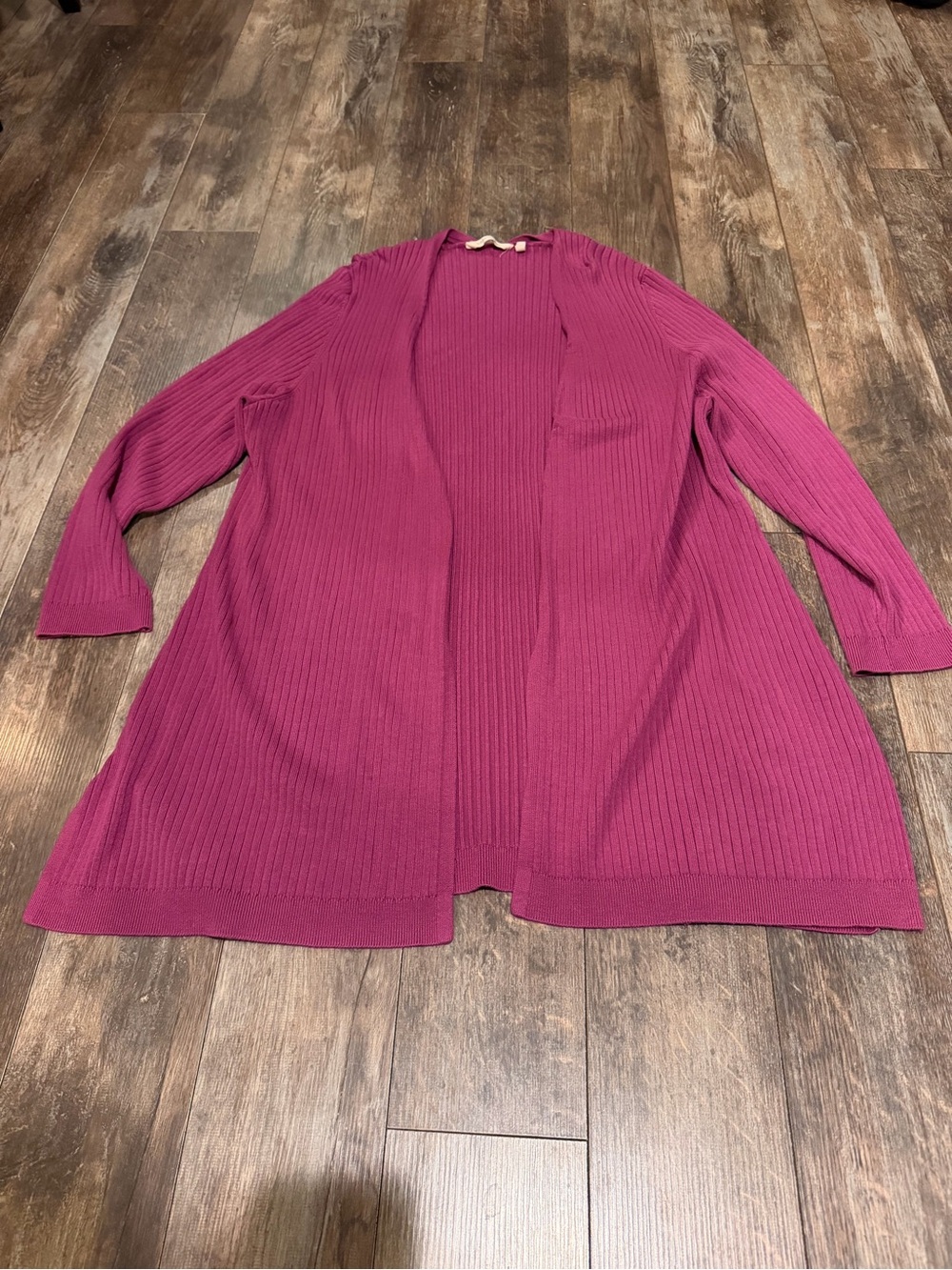 Soft Surroundings Open-Front Ribbed Cardigan - Berry